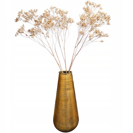 WYSOKI WAZON PODŁOGOWY 48cm ZŁOTY METALOWY LOFT gałęzie kwiaty stare złoto