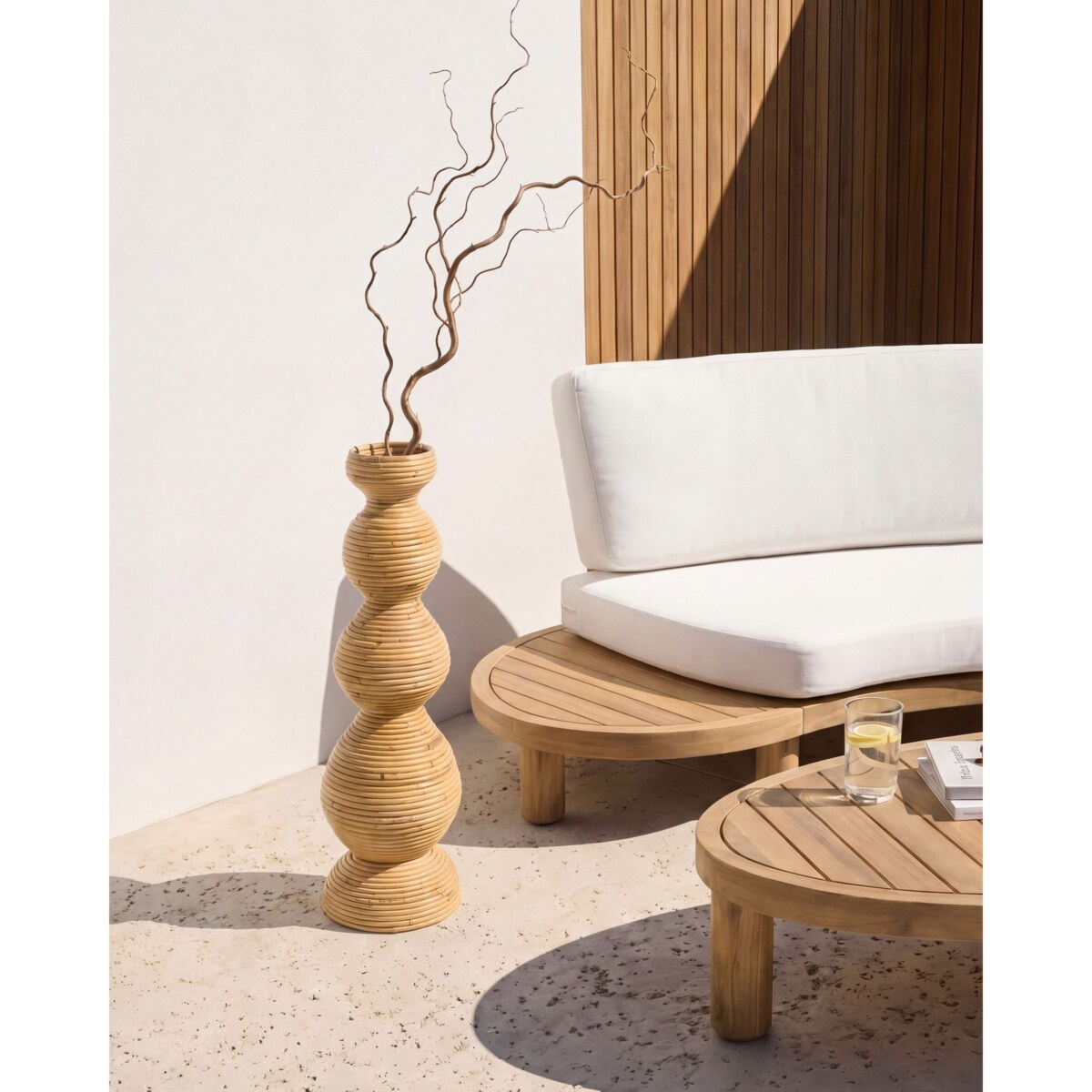 Wazon dekoracyjny GERACE Rattan 70 cm Naturalny