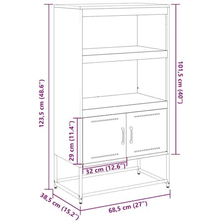 vidaXL Szafka, różowa, 68,5x38,5x123,5 cm, stal