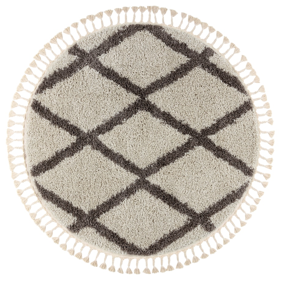 Dywan BERBER TROIK koło krem Frędzle koło 120 cm