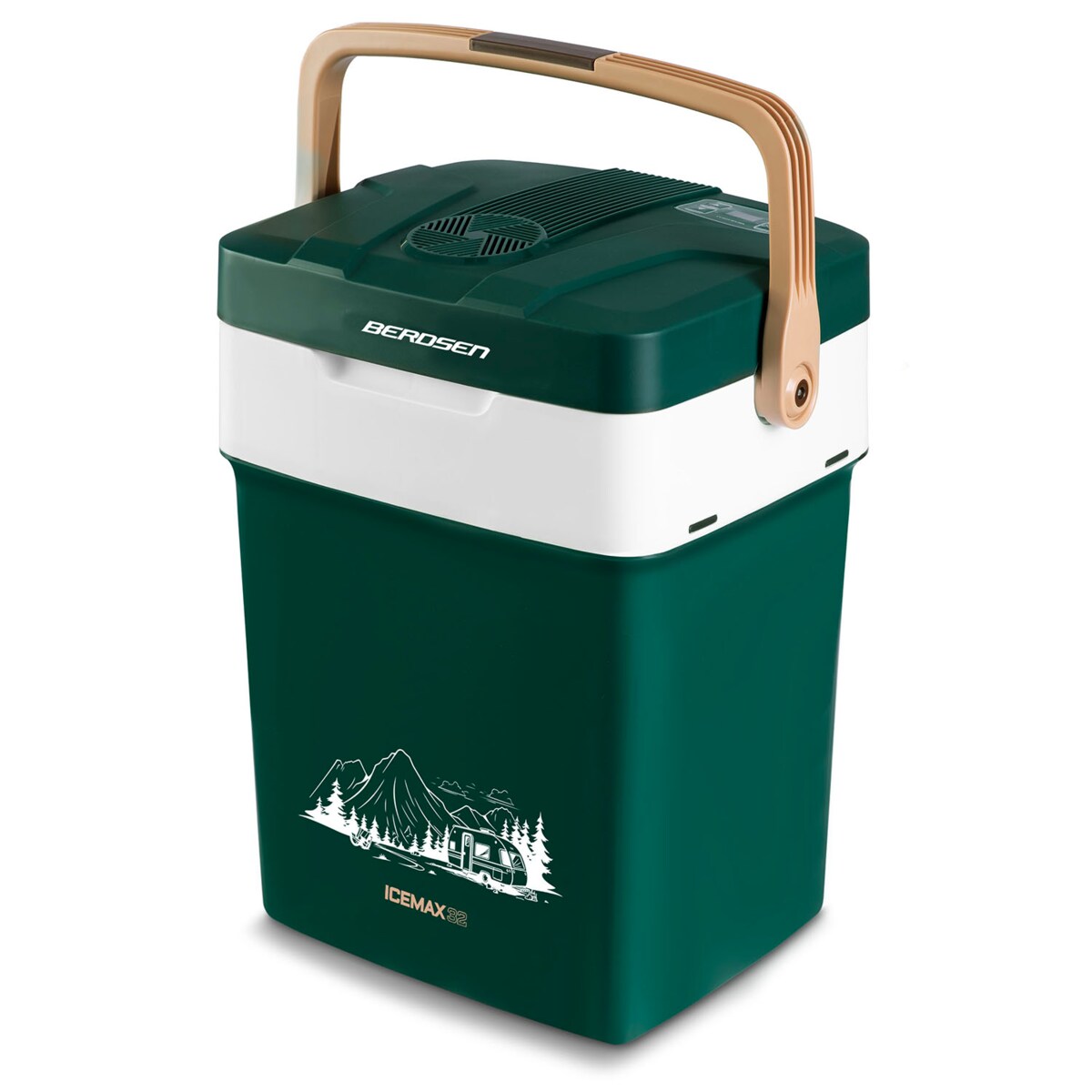 Lodówka turystyczna samochodowa Berdsen Icemax 29L zielona 12V/230V USB funkcja grzania