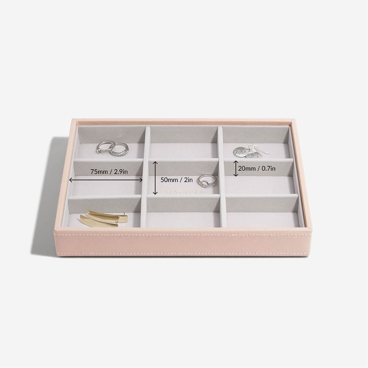 Szkatułka na biżuterię Stackers 9 komorowa classic różowa