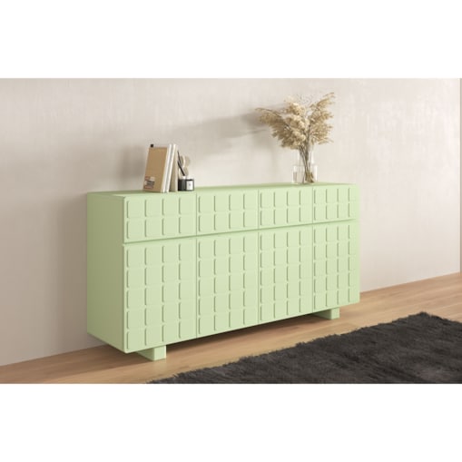 Nowoczesna komoda z frontami 3D Skandica CUBO LONG / kolor pudrowa zieleń / szer. 169 cm