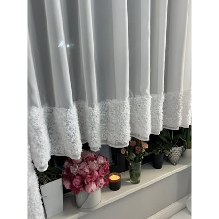 firana "lumiere 3d" z szyfonu biała | 400x160 przelotki