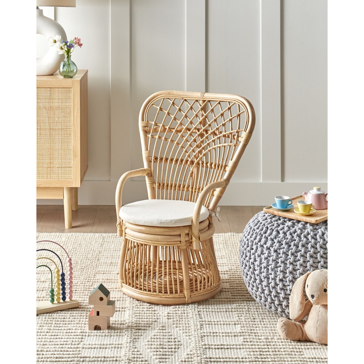 Fotel rattanowy dla dzieci naturalny TEMENI