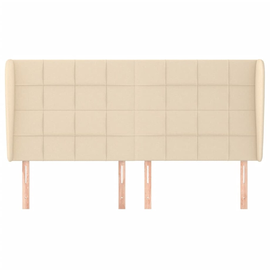 vidaXL Zagłówek uszak, kremowy, 183x23x118/128 cm, tkanina