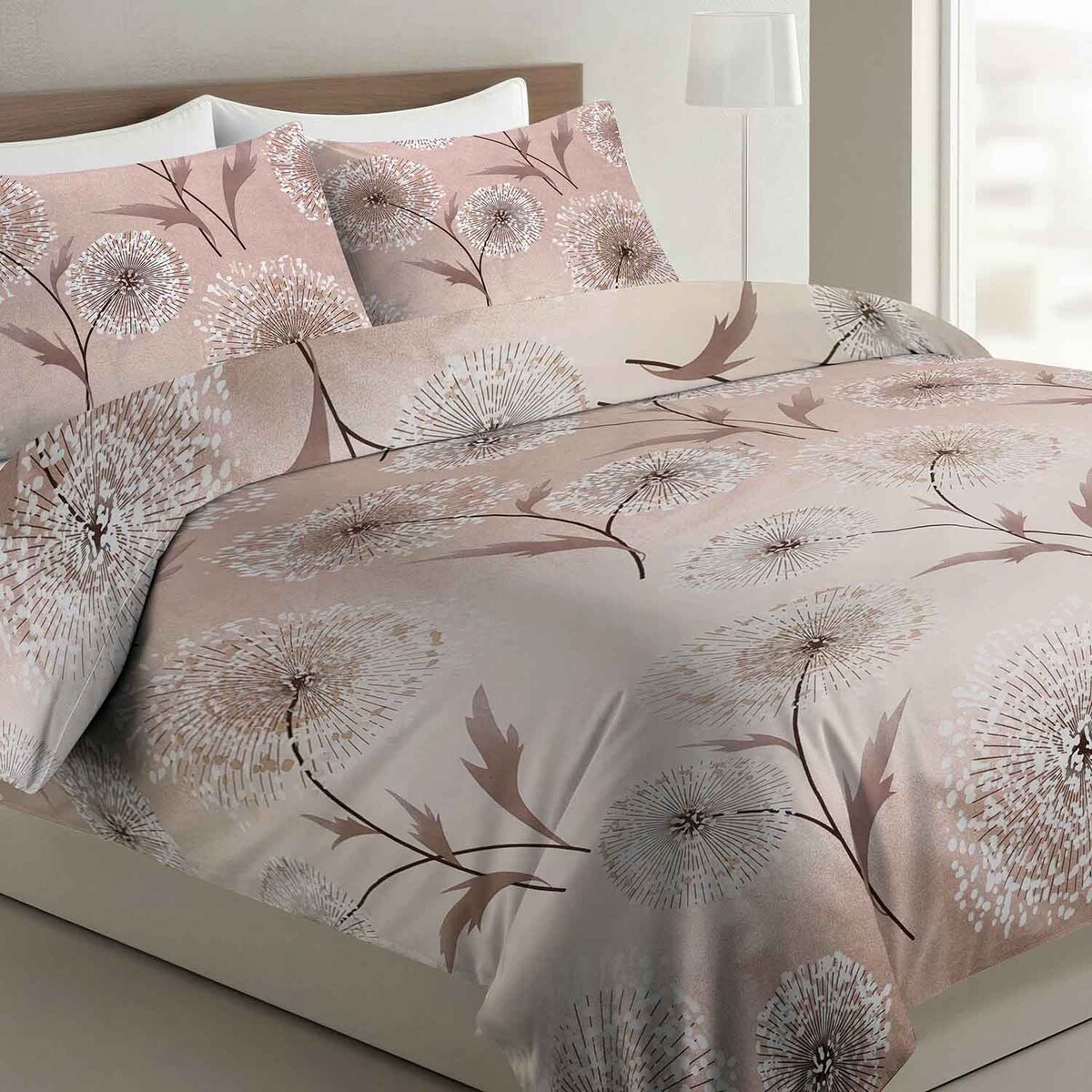 Poszewka dekoracyjna bawełniana 40x40 Blush beżowa w dmuchawce, Cottonlove, Darymex