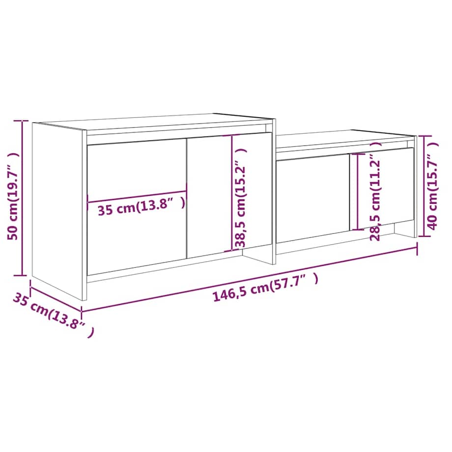 vidaXL Szafka pod TV, biała, 146,5x35x50 cm, materiał drewnopochodny