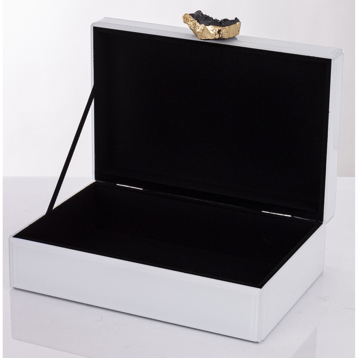 Szkatułka z MDFu z agatem 8x24,5x18,5 cm biała