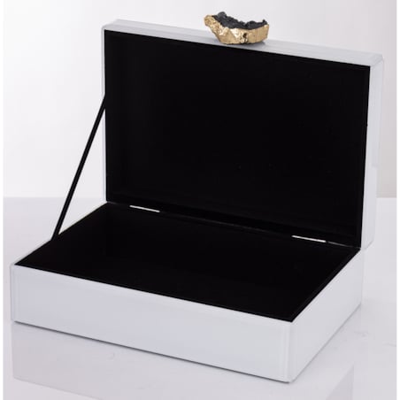 Szkatułka z MDFu z agatem 8x24,5x18,5 cm biała