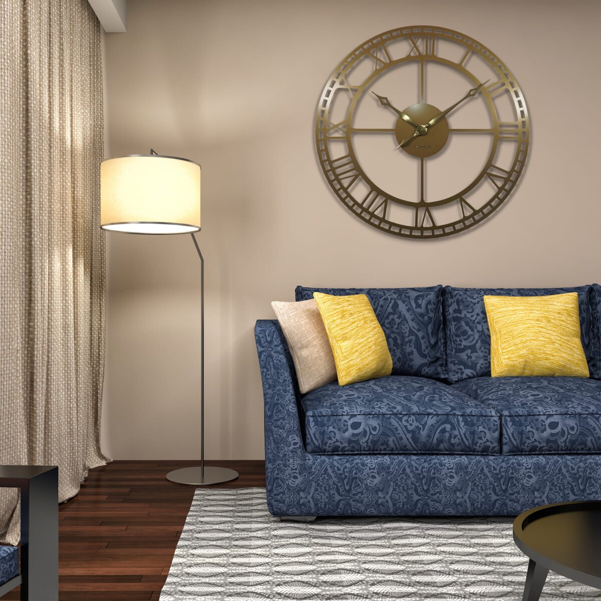 Duży metalowy zegar ścienny gold 80cm