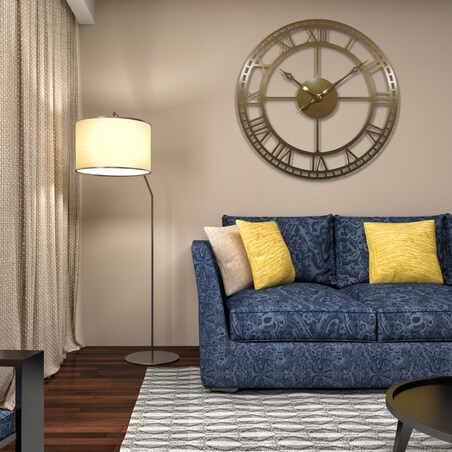 Duży metalowy zegar ścienny gold 80cm