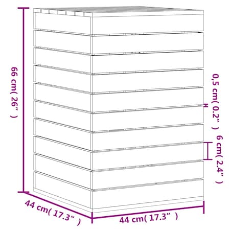 vidaXL Kosz na pranie, 44x44x66 cm, lite drewno sosnowe