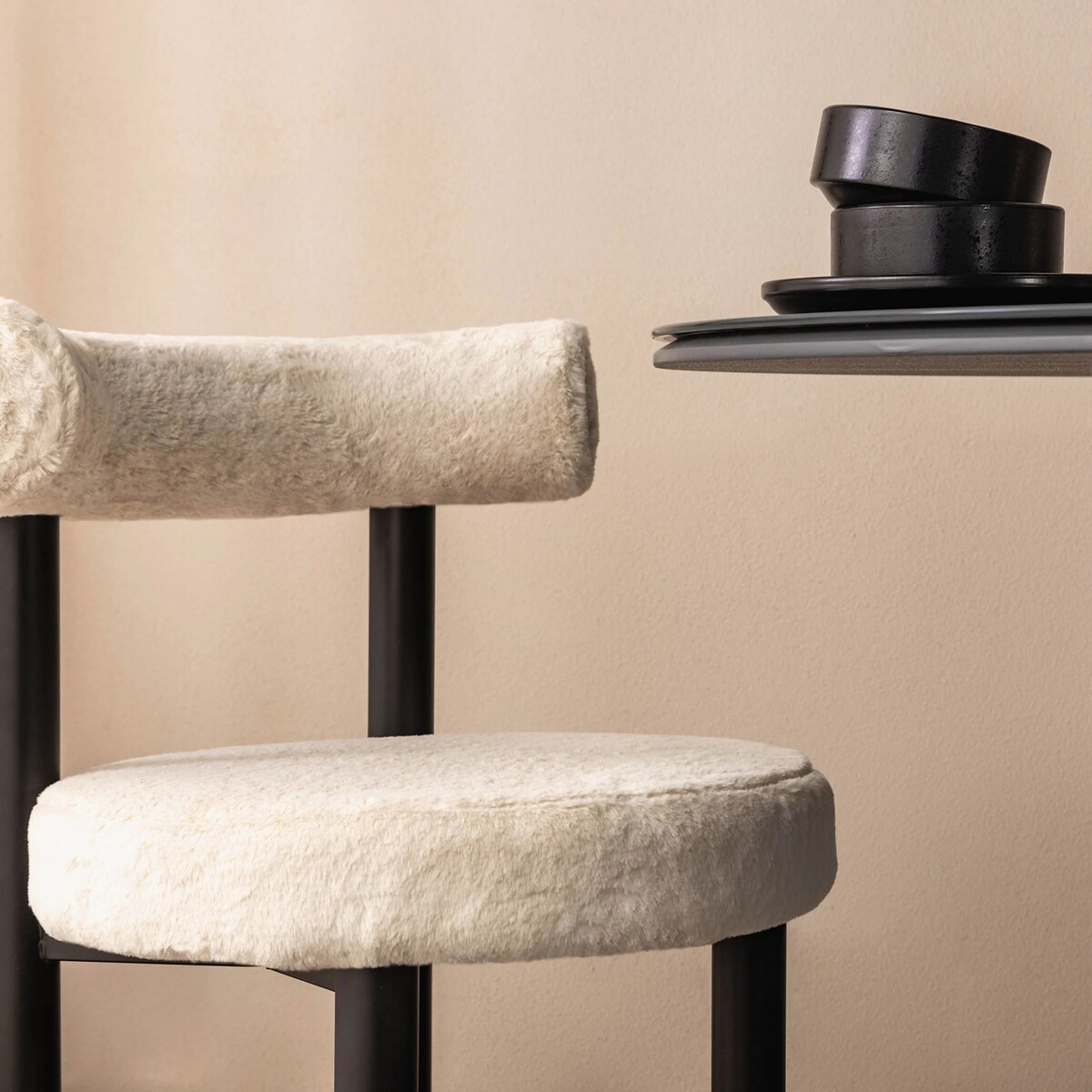 Krzesło do jadalni ecru/czarne nogi 75x58x81 cm PEDRITO - II, 2 szt.