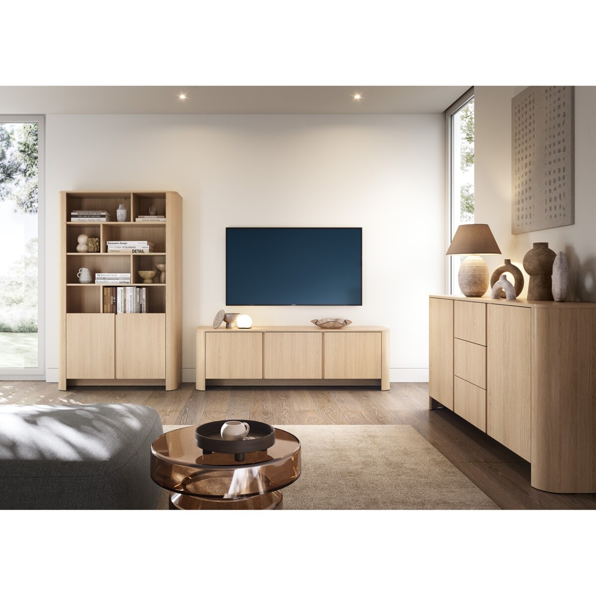 Regał pojemny o zaokrąglonych kształtach, Dąb Vincenza