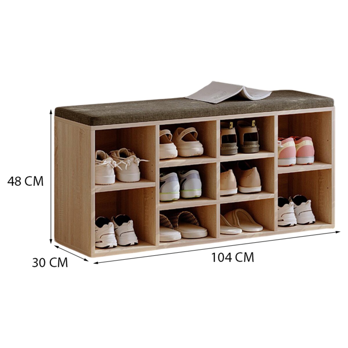 SZAFKA NA BUTY Z SIEDZISKIEM ŁAWKA NOWOCZESNA DĄB SONOMA LOFT 104 CM