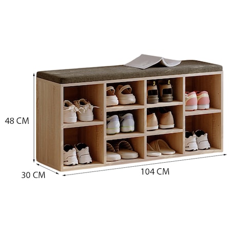 SZAFKA NA BUTY Z SIEDZISKIEM ŁAWKA NOWOCZESNA DĄB SONOMA LOFT 104 CM