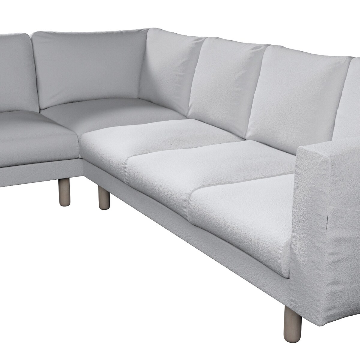 Pokrowiec na sofę narożną Norsborg 5-osobową, biała bukla, 213/291 x 88 x 85 cm, Boucle Teddy