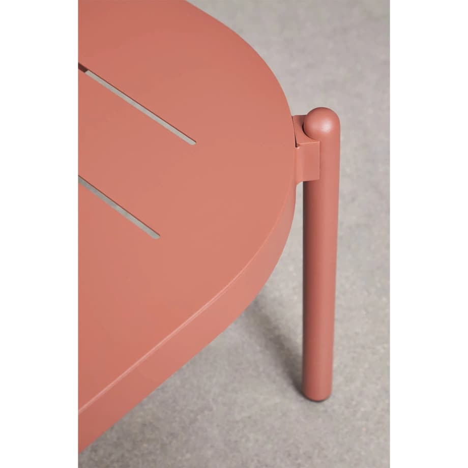 Zestaw ogrodowy: sofa, 2 fotele, stolik kawowy z aluminium i syntetycznego rattanu Duroli, terracotta