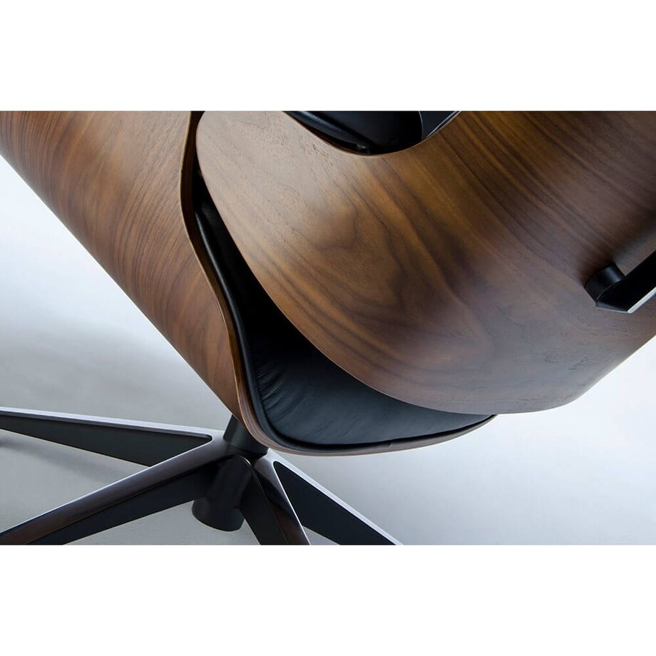 Wypoczynkowy fotel Lounge KH1501100140 z podnóżkiem czarny orzech, King Home