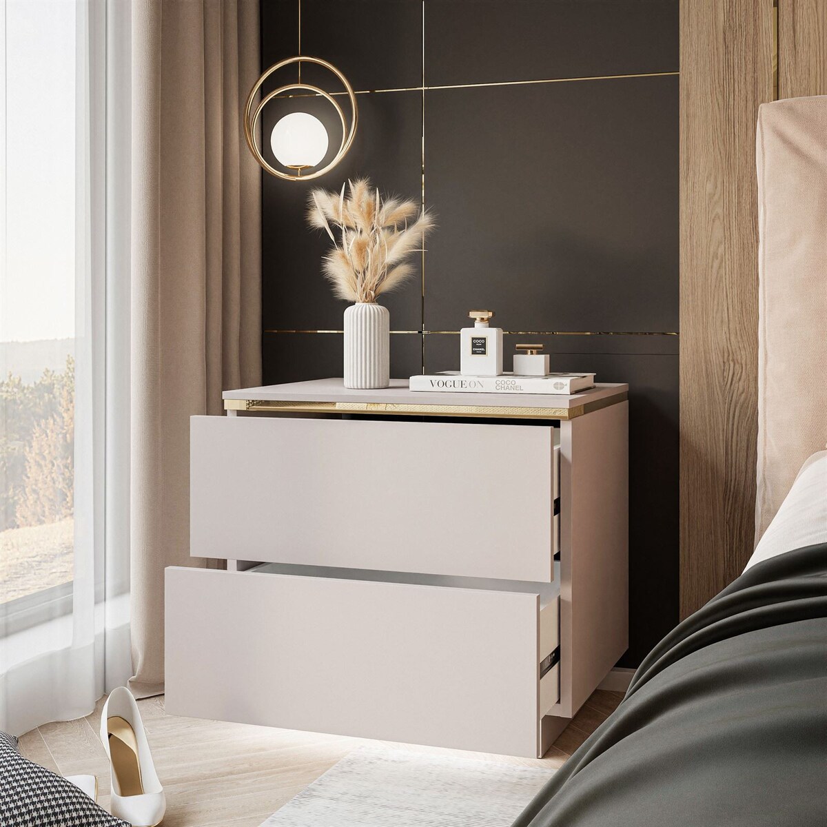 Stolik nocny AURORA II kaszmir stojący LED