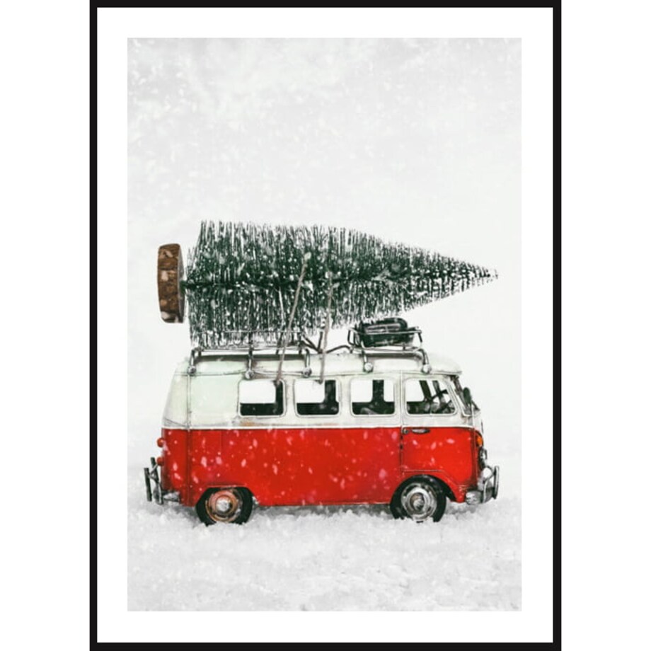 Poster Story, Plakat, Obraz - Van z Choinką w Śniegu, wymiary 30 x 42 cm