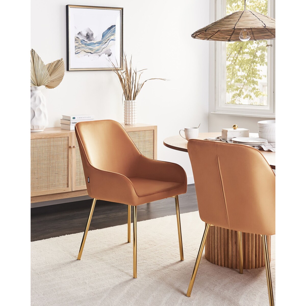Zestaw 2 krzeseł do jadalni LOVERNA Welur Pomarańczowy