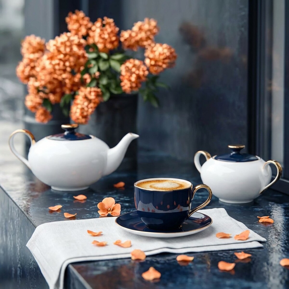 VILLA ITALIA Serwis kawowy na 6 osób porcelanowy Zestaw prezentowy BLUE VELVET