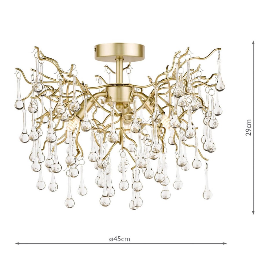 Sufitowa lampa ozdobna Willow LA3756150-Q Laura Ashley krople gałęzie złoty przezroczysty