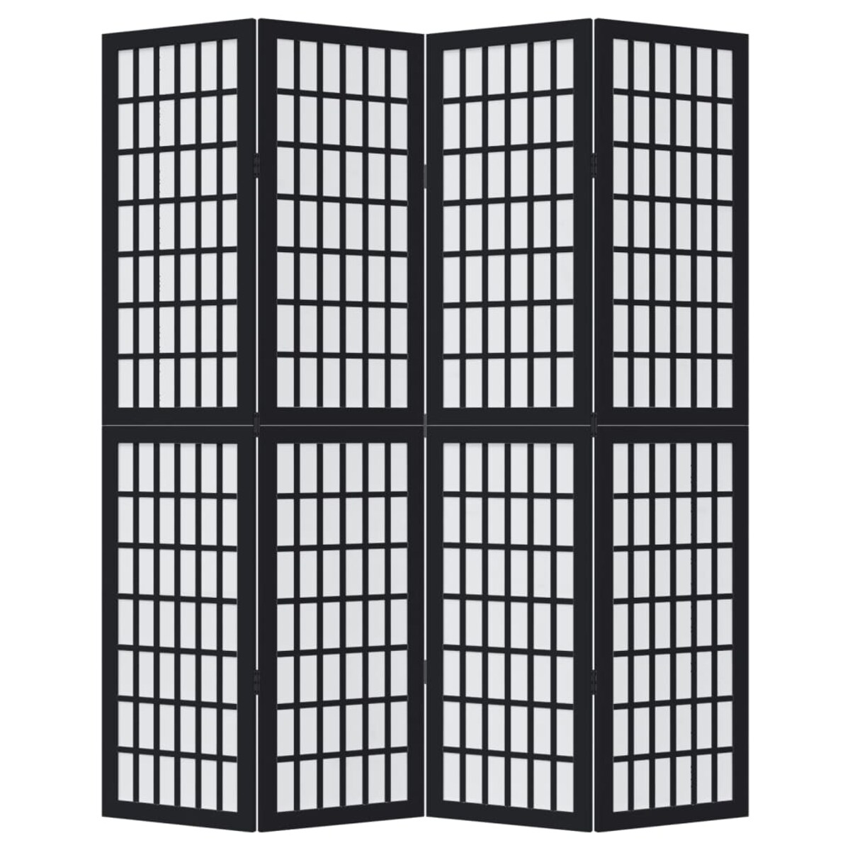 vidaXL Parawan pokojowy, 4-panelowy, czarny, lite drewno paulowni