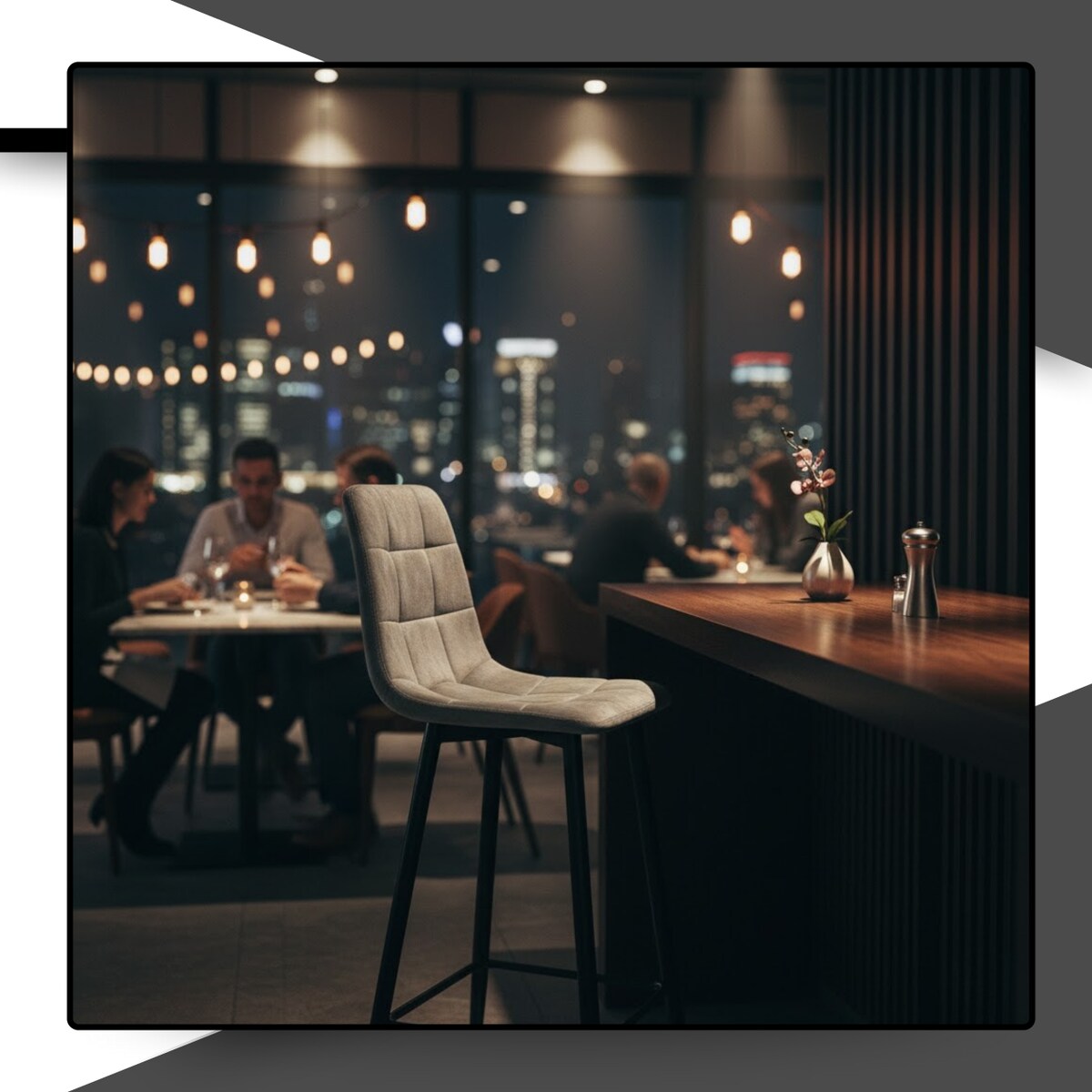 Hoker do wyspy welurowy szary z podnóżkiem