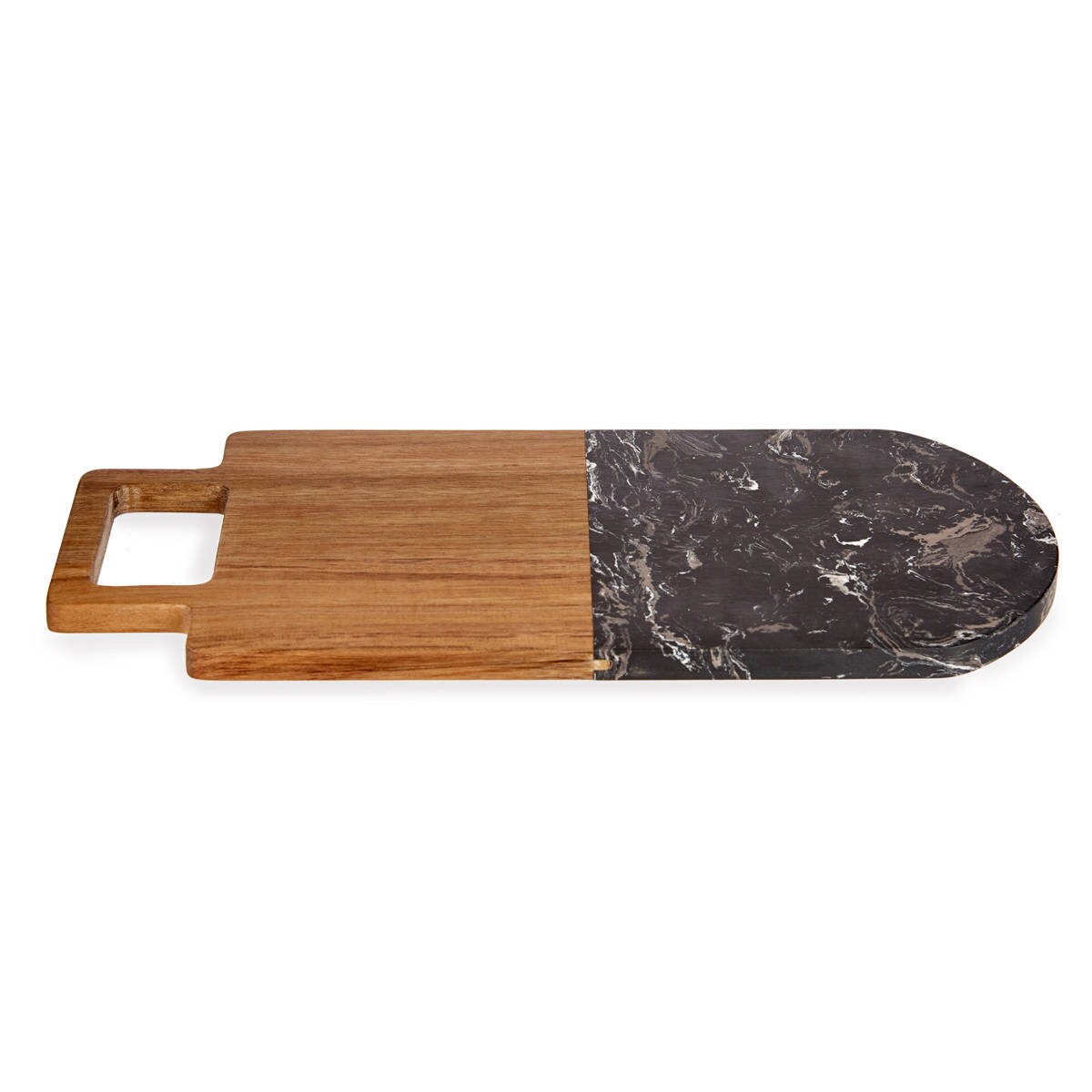 Deska do krojenia marmurowa z drewnianym uchwytem, 38 x 18 cm