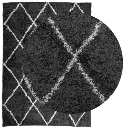 vidaXL Dywan z długim włosiem PAMPLONA, czarno-kremowy, 200x280 cm