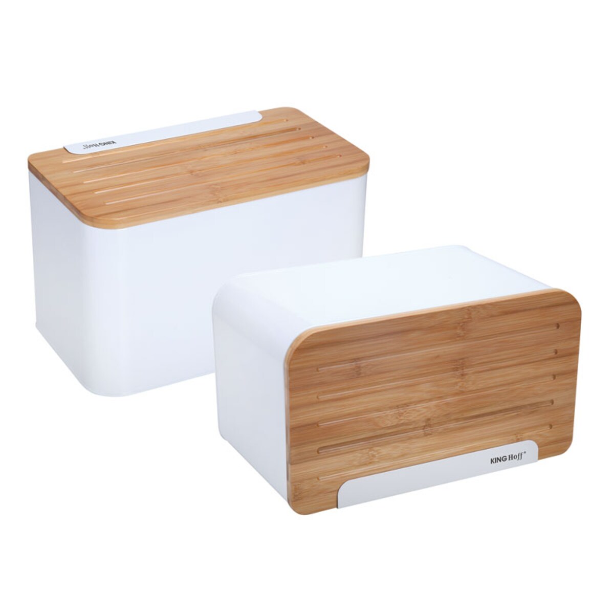 Chlebak stalowy z deską do krojenia biały KINGHOFF