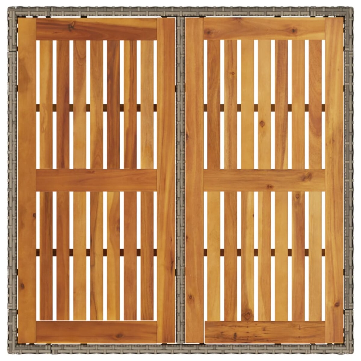 vidaXL Stół ogrodowy z akacjowym blatem, szary, 90x90x75 cm, rattan PE