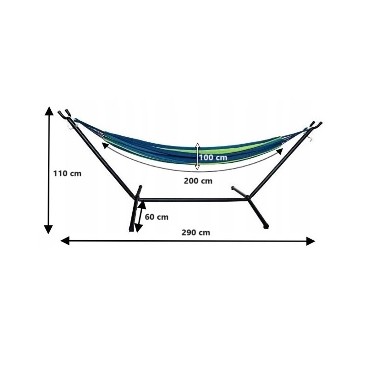 Hamak Ogrodowy Ze Stelażem 260X150 Z Pokrowcem Do 200 Kg Duży Mocny Pałąk