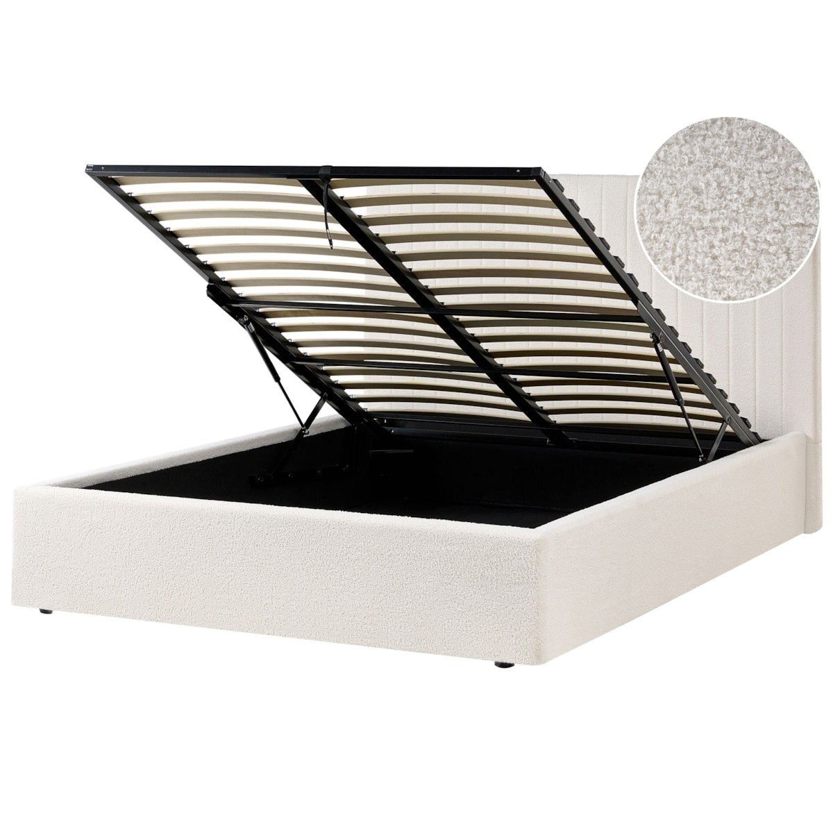 Łóżko z pojemnikiem Boucle VION 140 x 200 cm Złamana biel