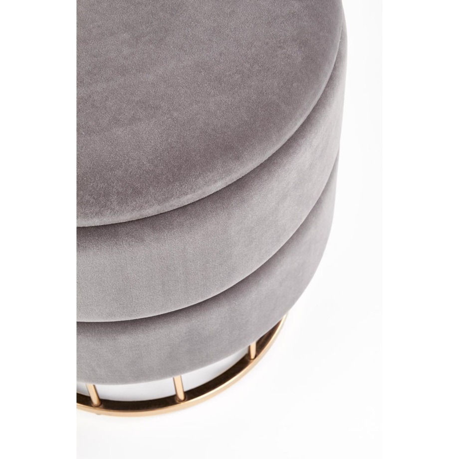 PUFA ZE SCHOWKIEM Godemia szara VELVET złota podstawa