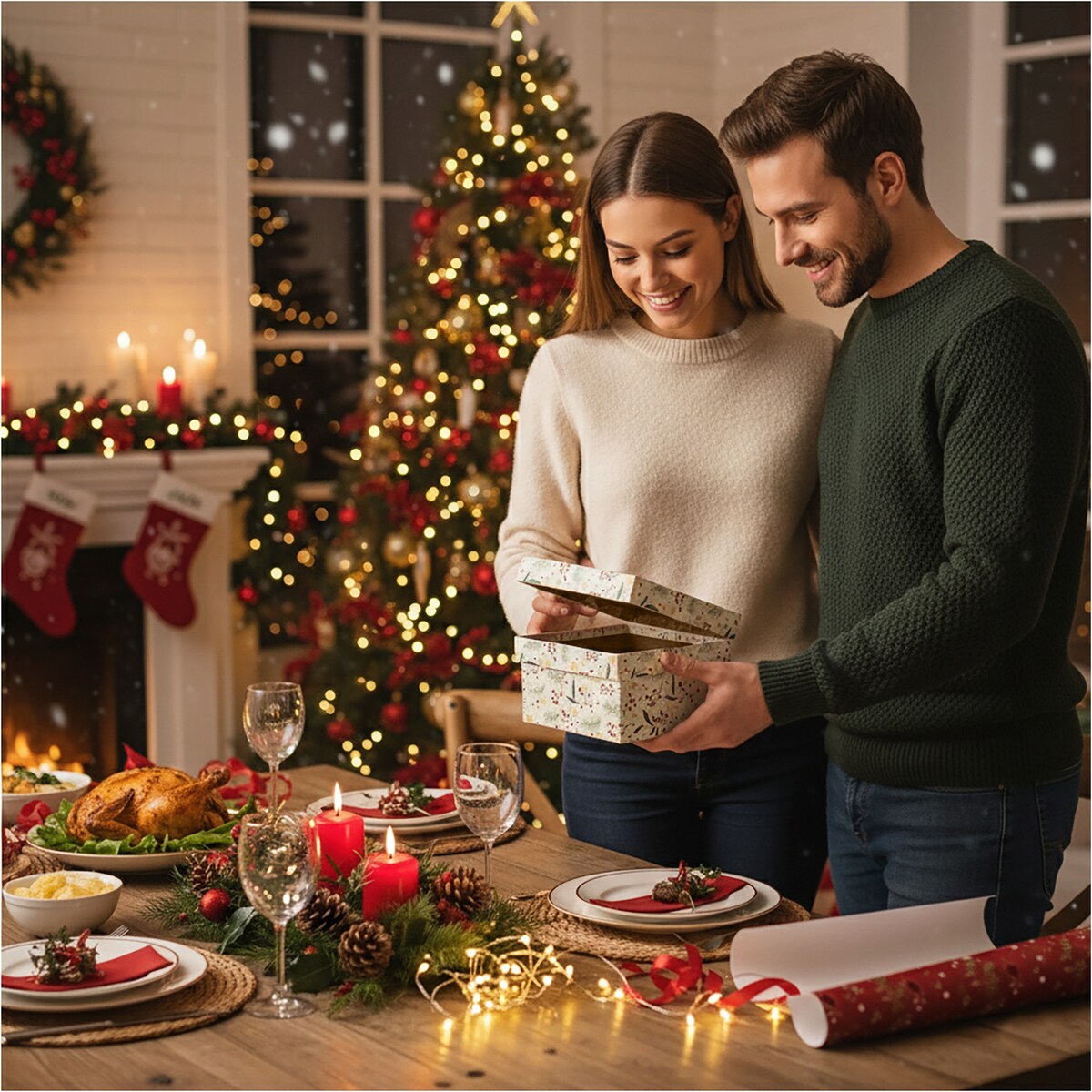 Pudełko Na Prezent Świąteczne Na Boże Narodzenie 14.5X14.5X7 Cm