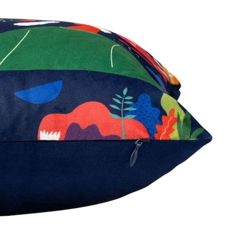 Poszewka dekoracyjna 43x43 granatowa, wzorzysta