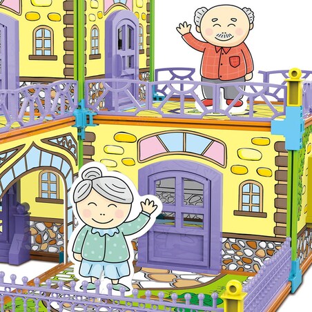 Dwustronny domek do składania i kolorowania - Luksusowa willa