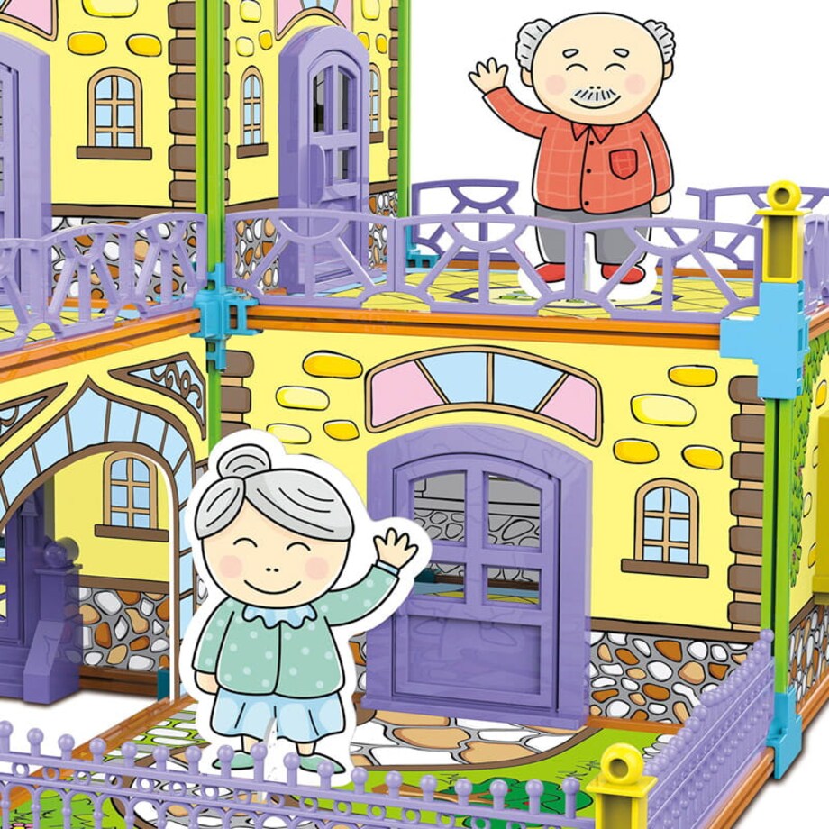 Dwustronny domek do składania i kolorowania - Luksusowa willa