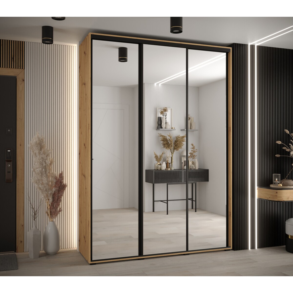 Szafa przesuwna Garderoba DAVOS 2 170 artisan/artisan/czarny