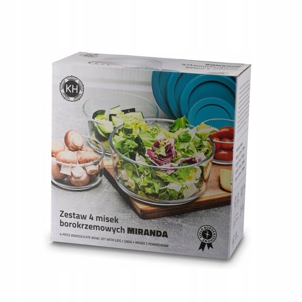 POJEMNIKI SZKLANE MISKI i pokrywki na jedzenie do lodówki lunch box 4szt