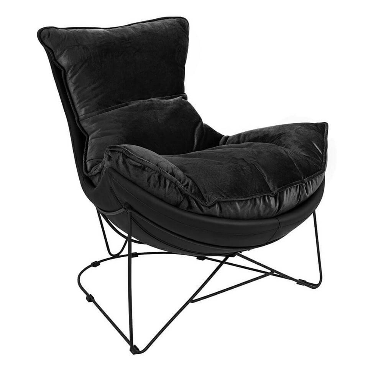 Przytulny fotel do salonu Otilia stand velvet MSE01000302 King Home poduszka czarny