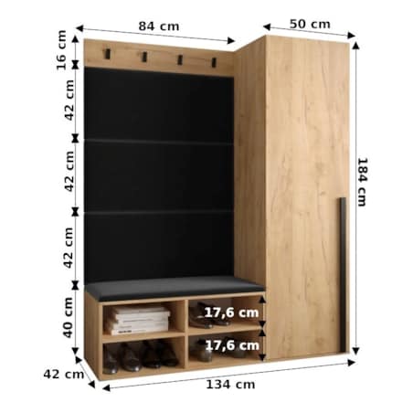 Garderoba do przedpokoju Abiks MIRO 6 craft+manila18