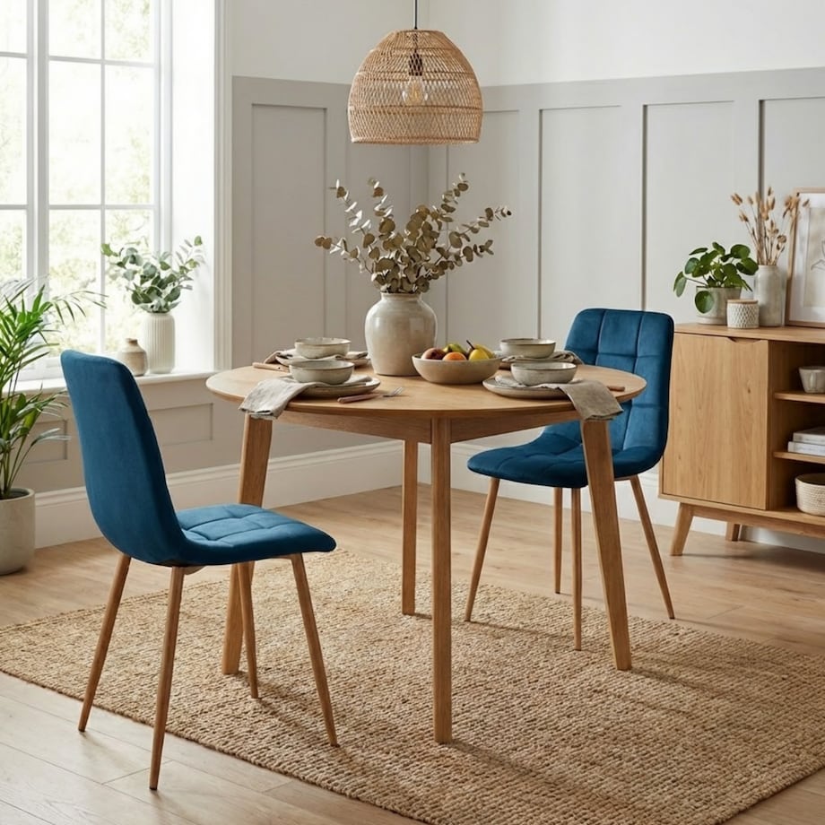 Krzesło tapicerowane do salonu granatowe welurowe pikowane