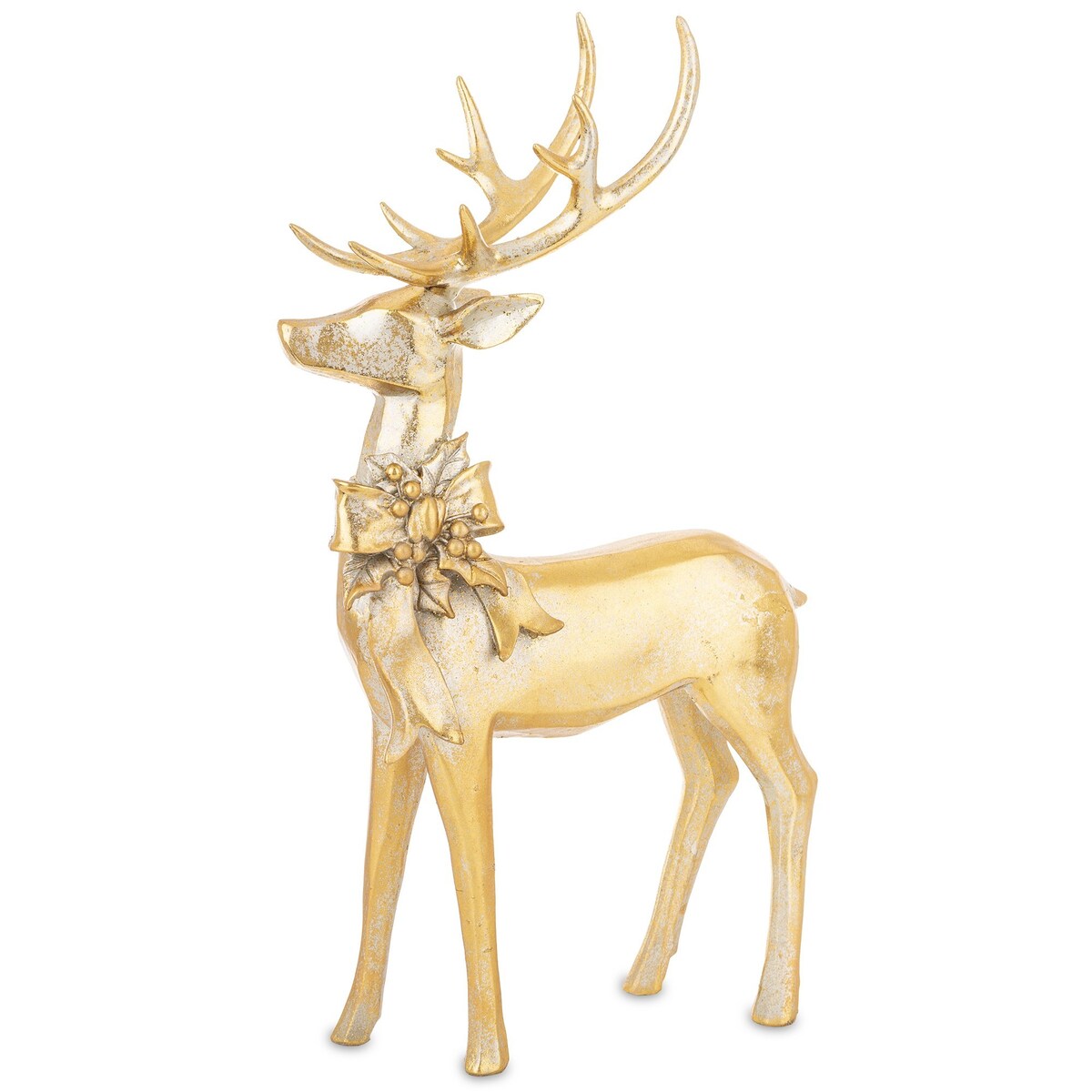Figurka - złoty jeleń z kokardą 44x25 cm