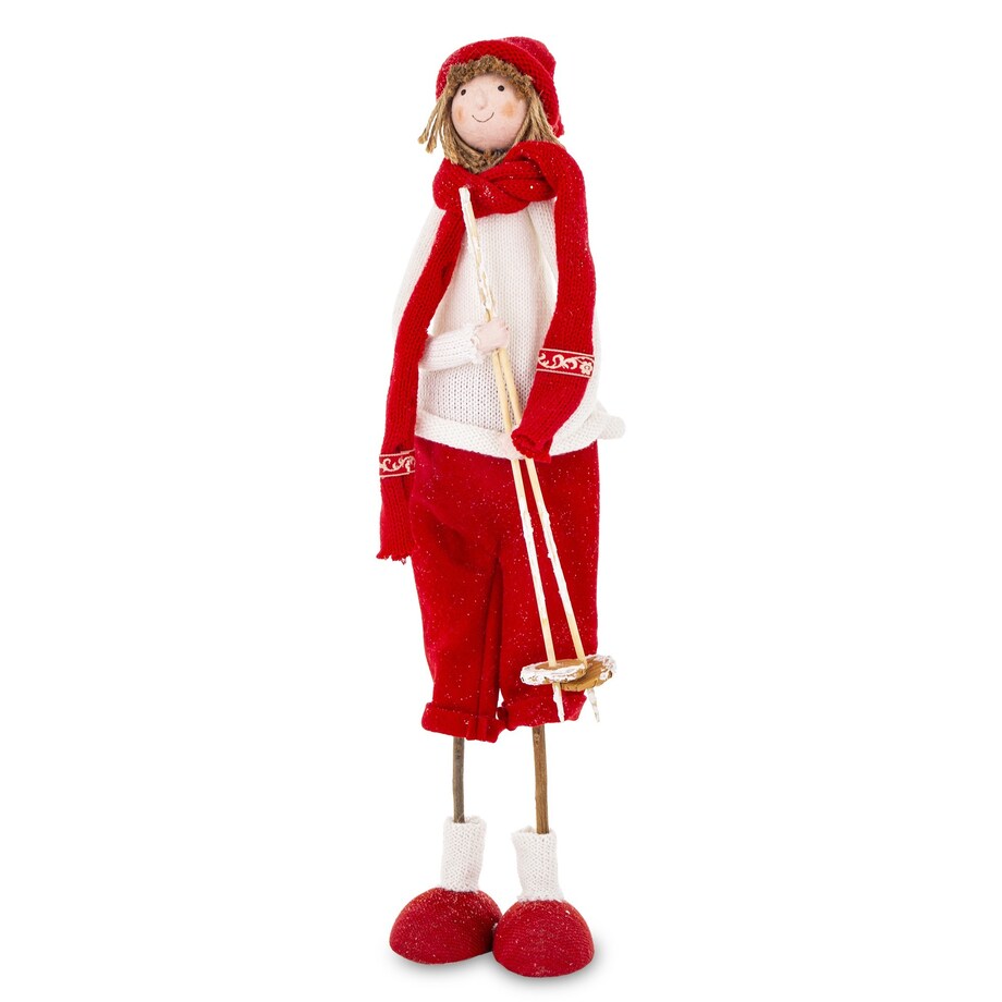 Dekoracja - figurka 50x15x17 cm SUKIYA z kijkami narciarskimi