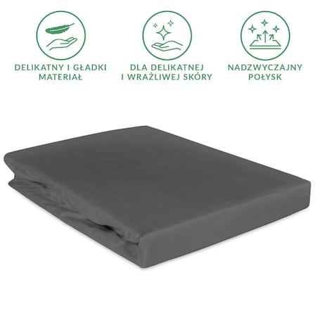 Prześcieradło satynowe z gumką szare 160 x 200 cm